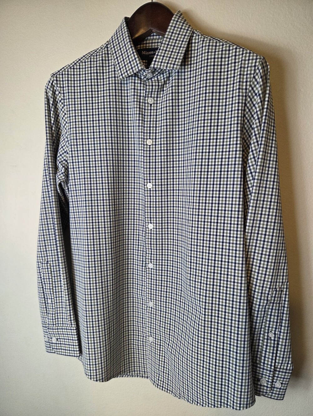 Mizzen + Main Leeward Button Shirt M Trim Black Brown White Gingham Check